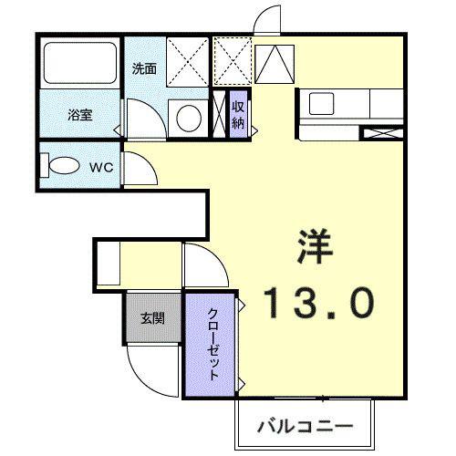 アンクルールB(ワンルーム/1階)の間取り写真