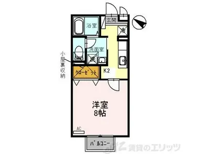 メドウズ(1K/2階)の間取り写真