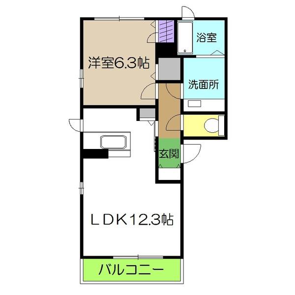 メゾン ブランシュ(1LDK/1階)の間取り写真