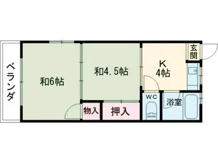 中越コーポ(2K/2階)の間取り写真