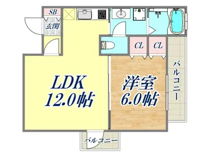 エスペレ(1LDK/7階)の間取り写真