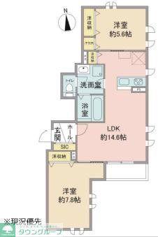 WISTERIA VILLAGE(2LDK/1階)の間取り写真
