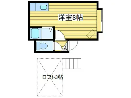 KUULEI東区役所(ワンルーム/2階)の間取り写真