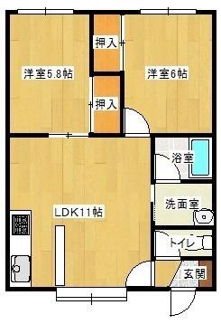 エルフィンパークツイン(2LDK/2階)の間取り写真