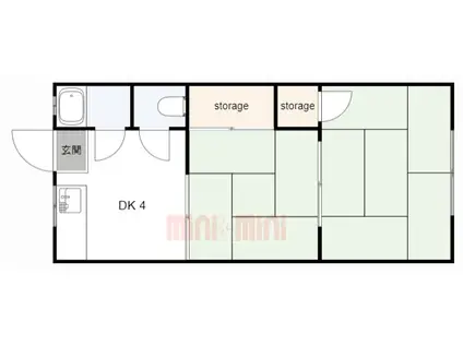 うぐいす荘(2DK/2階)の間取り写真