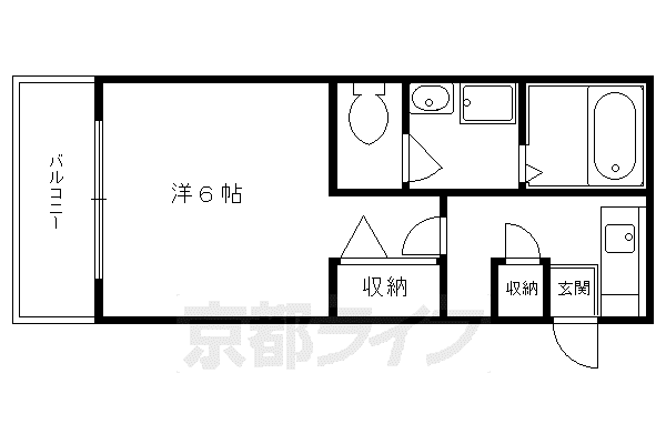 北山グランブルーハイツ(1K/2階)の間取り写真