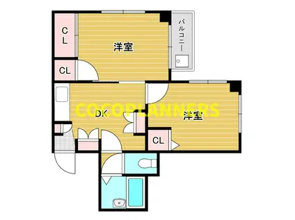 SUNNY LIFE KUON(2DK/3階)の間取り写真