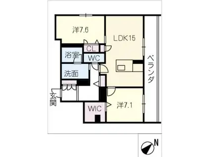 ベラ ルーナ(2LDK/1階)の間取り写真