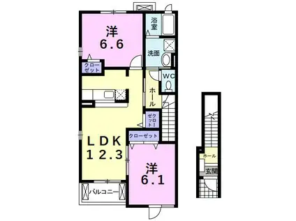 マジュネス(2LDK/2階)の間取り写真