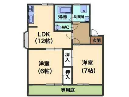 グローリーハイツII(2LDK/1階)の間取り写真