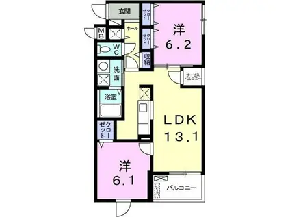 エムロード(2LDK/5階)の間取り写真