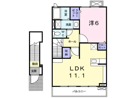 ベルフレージュD(1LDK/2階)の間取り写真