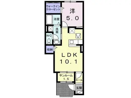 ルーエンハイム VI(1LDK/1階)の間取り写真