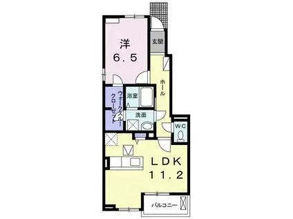 モンチュ・ロッソ(1LDK/1階)の間取り写真