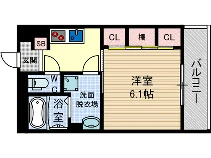 リブリ・末広(1K/2階)の間取り写真