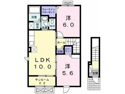 グランド ソレイユ(2LDK/2階)の間取り写真