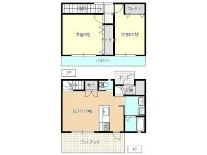 ルーチェ黒髪(2LDK/1階)の間取り写真