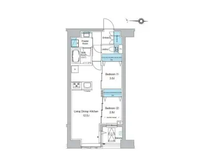 プレディアコート清澄白河(2LDK/2階)の間取り写真