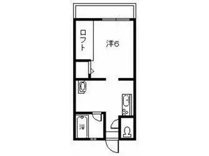 プチメゾン若葉G(1K/2階)の間取り写真