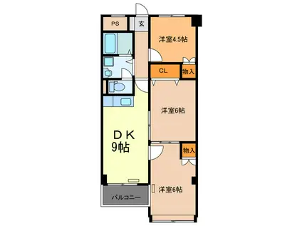 ロワールミタハイツ(3DK/4階)の間取り写真