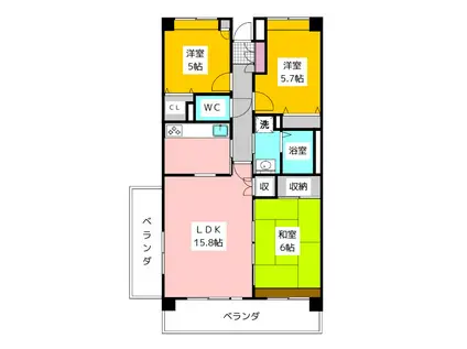 シーリン東伏見(3LDK/7階)の間取り写真