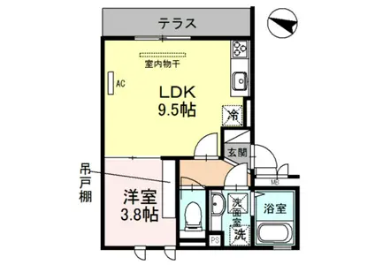 エムズ パリオ(1LDK/2階)の間取り写真