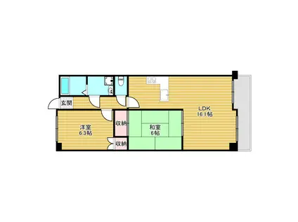 プレーヌ緑地(2LDK/2階)の間取り写真