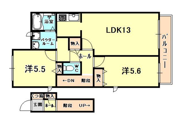 ラフィーネ須磨II(2LDK/2階)の間取り写真