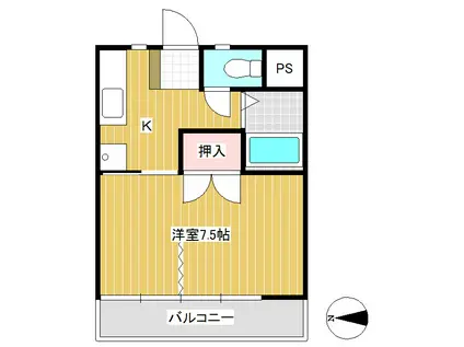 ソアラハイツ(1K/1階)の間取り写真