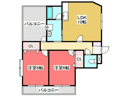 タックワンジュモン(2LDK/4階)の間取り写真