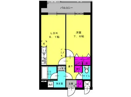 コンフォート栗原2(1LDK/1階)の間取り写真