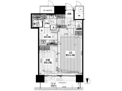 パークシティ武蔵小杉ミッドスカイタワー(1LDK/26階)の間取り写真