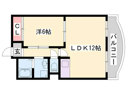 ダイヤマンション(1LDK/2階)の間取り写真