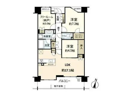 ジオ甲子園口北町(2SLDK/4階)の間取り写真