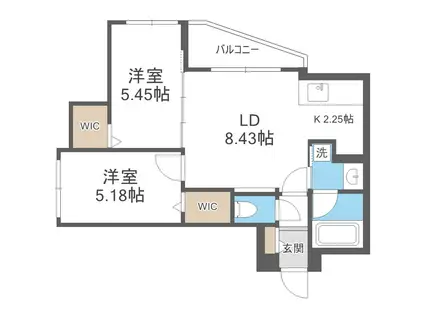 DIORE RESIDENCE SAPPORO(2LDK/3階)の間取り写真