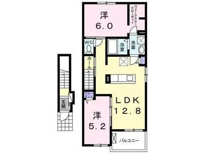 LAKI I(2LDK/2階)の間取り写真