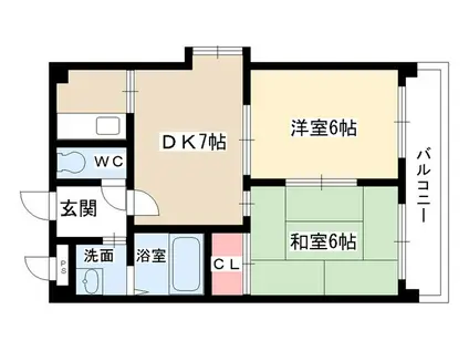 ソレイユ上社(2DK/1階)の間取り写真