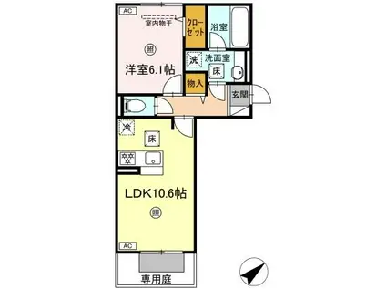 NEST PIECE 原町(1LDK/1階)の間取り写真