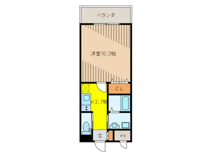 グレースコート浦添(1K/2階)の間取り写真