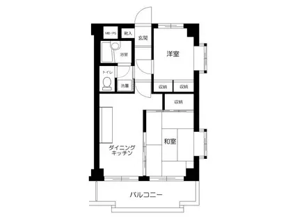 ライオンズマンション調布国領(2DK/2階)の間取り写真