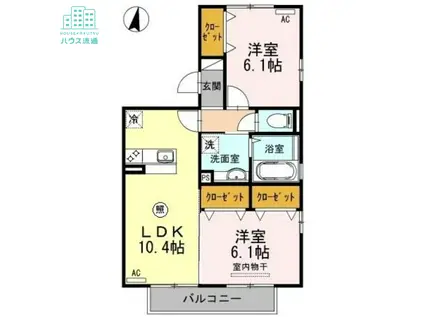 ハルブラッサム富の原 B棟(2LDK/2階)の間取り写真