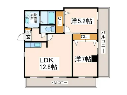 NICEマンションIT九品寺(2LDK/9階)の間取り写真