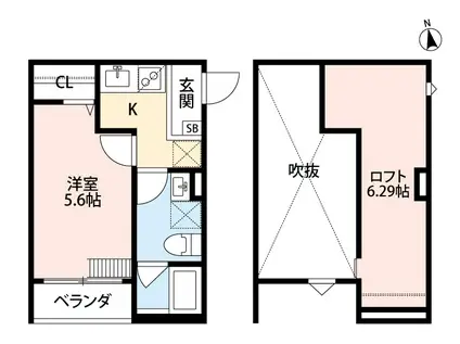 NOIX SIX(1K/2階)の間取り写真