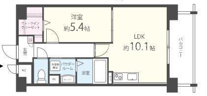 ラフレシーサ医大通(1LDK/9階)の間取り写真