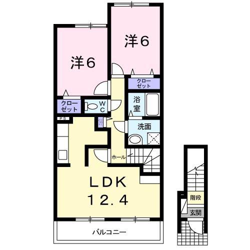 エアリー(2LDK/2階)の間取り写真