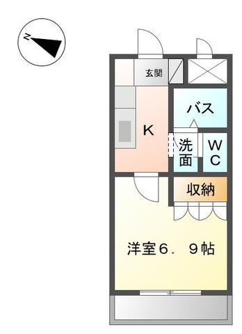 ポートM(1K/1階)の間取り写真