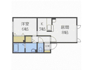 ウェルヴィラ桂岡(1LDK/1階)の間取り写真