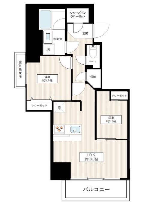 フュージョナル千住緑町(2LDK/2階)の間取り写真