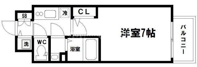 エスリード大阪上本町グリーズ(1K/14階)の間取り写真