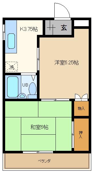 サンビレッジ東越谷(2K/1階)の間取り写真
